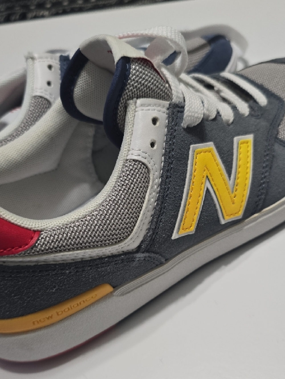 New Balance Navy Gray Yellow Low-Top Sneakers - Picture 4 of 6